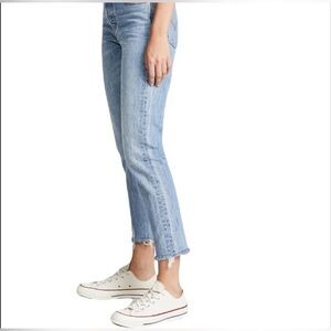 Levi’s Classic Blue Women's wedgie skinny button fly rough edge jeans size 29